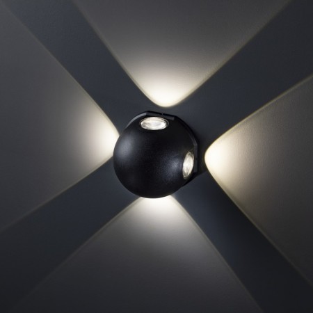 Lamp wall -mounted invoice Duwi Nuovo 103x103x77mm 4W plastic 4200K IP 54 Black 4 rays 990523-1