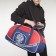 Sports bag with lightning, 3 outer pockets, long belt, red/blue color