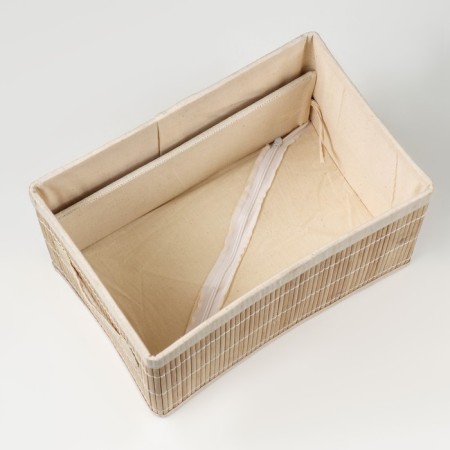 Folding box for storage, 20x30 cm H 17 cm, bamboo, lining, fabric, mix-3