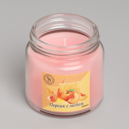Aromatic candle in glass 6.3cm, 100ml, peach with honey-2