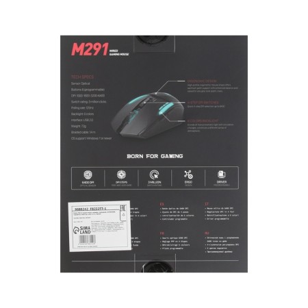 MARVO M291 mouse, game, wired, optical, backlight, 6400 dpi, USB, 1.5 m, black-8