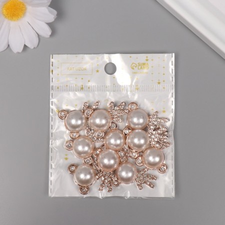 Decor for creativity plastic "Bear with rhinestones" gold set 10 pcs 2.5x2x1 cm-3
