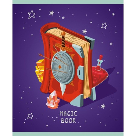 Notebook 48 sheets in a cage on a scraper, Magic Book, coated cardboard, glitter varnish, white offset 60g/m2, mix-5