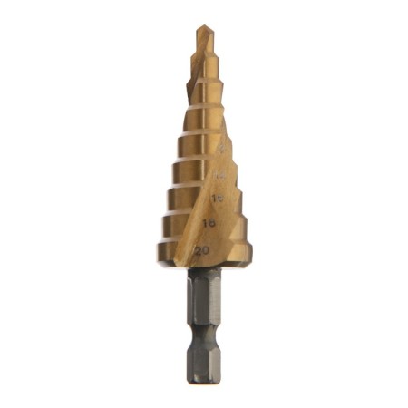 Drill step tundra pro, HSS, tin, spiral profile, hexagon. Saar, 4-20 mm-2