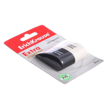 Set of Erasers 2 pieces Erich Krause, Sensor Black & White, 50 x 18 x 23 mm, soft, hypoallergenic, in blist-4