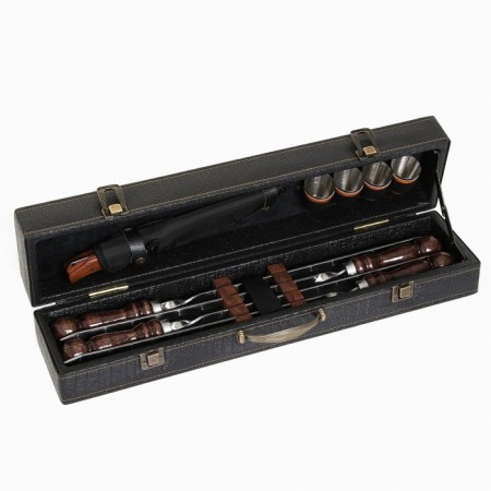 Set with skewers Gift "Elite-Xs" in a box from eco-leather No. 13-6