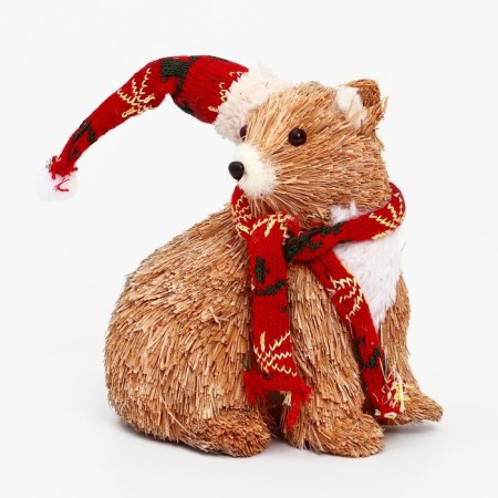 Decorative souvenir from natural materials “Bear in a scarf and cap” 15 × 17 × 20 cm-2