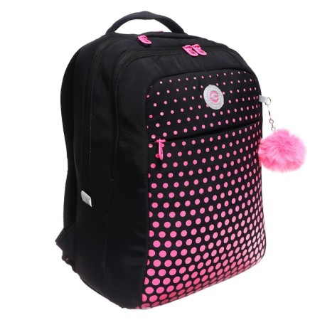 Youth backpack 40 x 28 x 16 cm, Grizzly, ergonomic back, laptop compartment, black/pink-1
