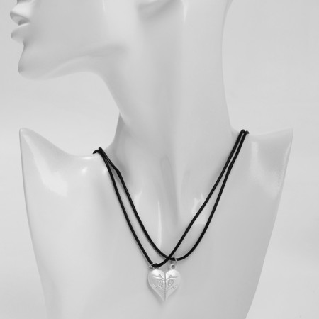 Kulons "Demetrons" on the magnet, heart, color silver, 40 cm-3