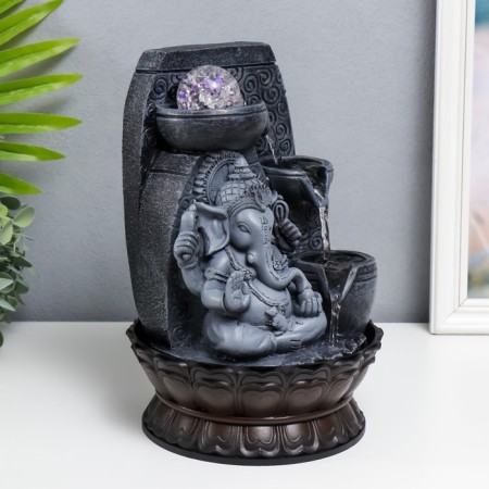 Herbal fountain with backlight "Ganesha - Blessing" Gray 31x20x20 cm-1