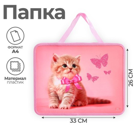 Folder with A4 handles, 330 x 260 x 75 mm, plastic, pens, calligrata "cat"