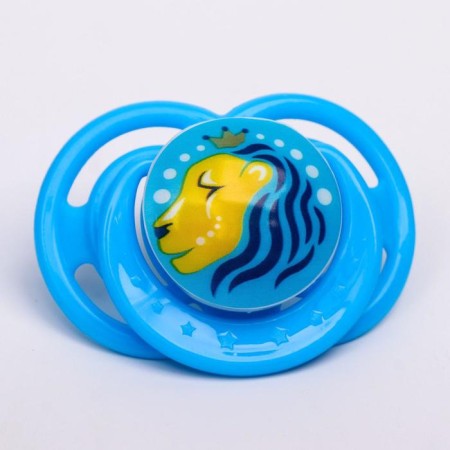 Orthodontic dummy nipple, silicone, from 3 months, “lion”, blue color-3