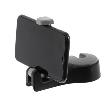 Torso-chuckle, on a headrest with a phone holder