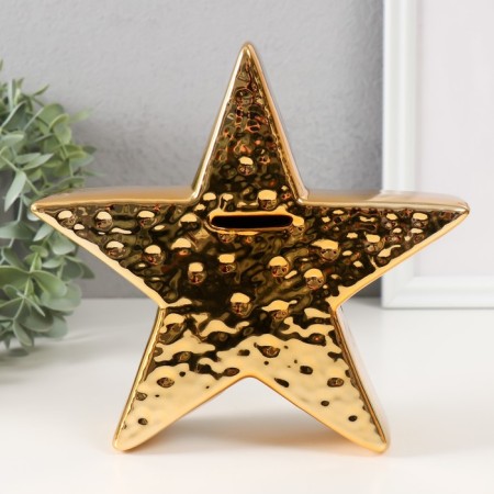 Piggy bank ceramics "Golden Star" 19.5x5.5x19.5 cm-2