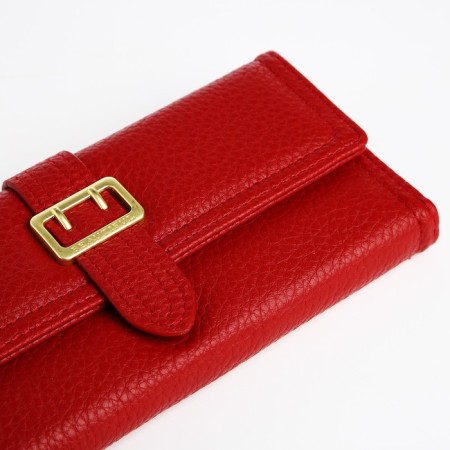 Women's wallet on the button, red color-2
