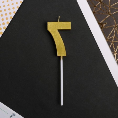 Candle for the cake, the number "7", gold.-3