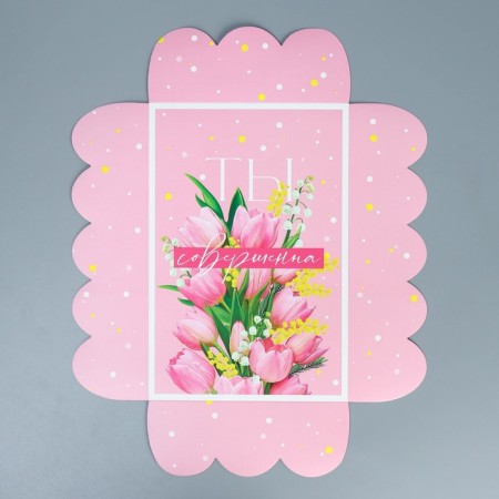 Cookie box, confectionery packaging with PVC lid, “tulips”, 20 x 30 x 8 cm-3