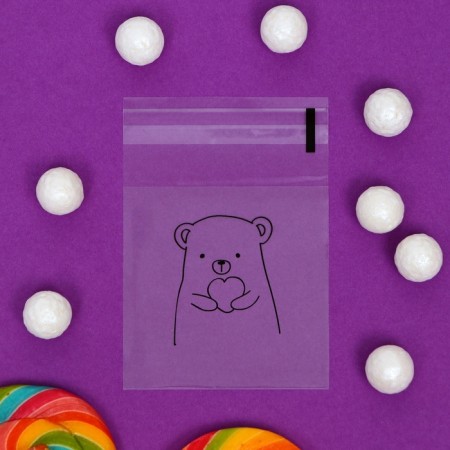 BOPP package with sticky tape, "lovely animals", 7*7+3cm-3