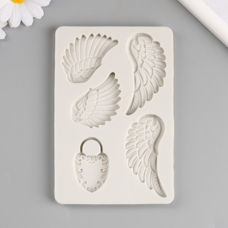 Mold Silicon "Wings and Castle-Health" 5 items 14.8x10x1 cm