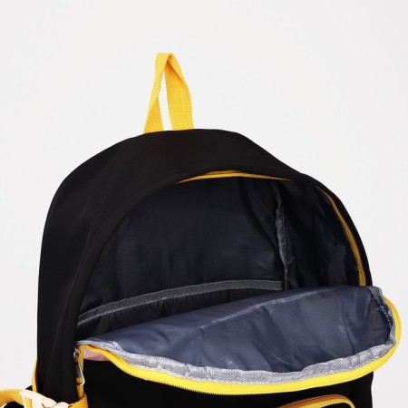 School backpack from textiles on lightning, 6 pockets, black color-5
