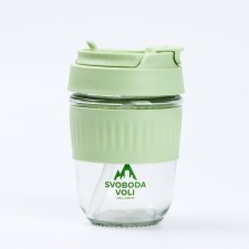 A glass with a lid 