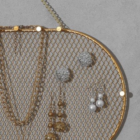 Organizer wall mesh "Oval" 19 hooks, 40 × 20.5 cm, gold color-1