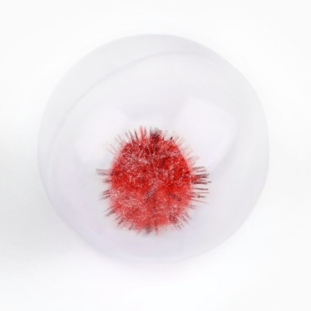 Ball for cats with a pomp, 4 cm, packing in a jar of 25 pcs, mix-7