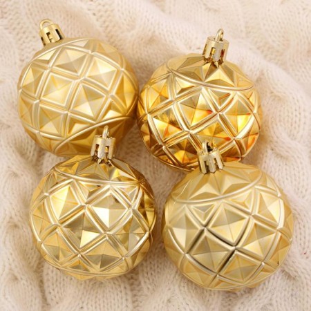Set of balls plastic D -6 cm, 6 pcs "Midas - the edges" gold
