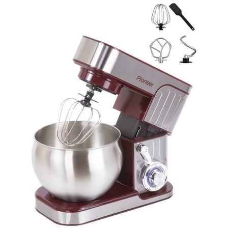 Mixer Pioneer MX330, Planetarny, 1300 W, 6 speeds, 6 l, silver-red