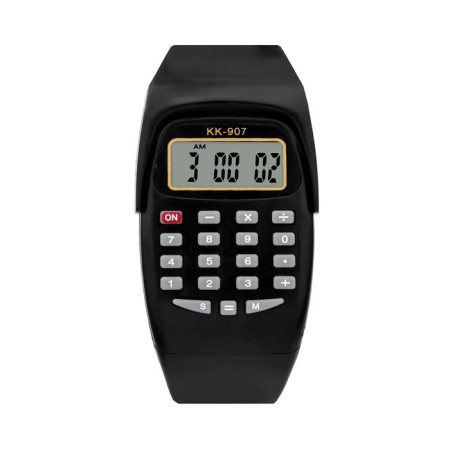 Watch is an electronic nursery, with a calculator, silicone strap, L-21 cm, black
