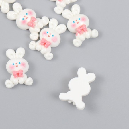 Decor for creativity Plastic "White Bunny with a bow" set 10 pcs 2x1.2 cm-1