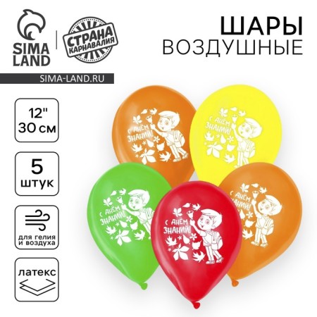 Шар воздушный 12" "Школьники", набор 5 шт. МИКС