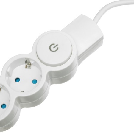 Duwi extension cord, 3 outlets, 2 m, 10 A, 2200 W, PVS 3x0.75 mm2, with salary, with a switch, white-1