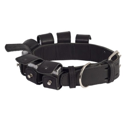 Double leather collar 5 cm with removable loads 7 pcs, Osh 45-65 cm