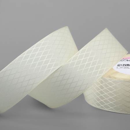 Decorative tape "Rombs", 25 mm × 9.1 ± 0.5 m, milk color