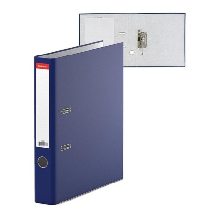 A4, 50 mm, Erichkrause Standard, boumvinyl folder, with label on the spine, lower metal kant, blue