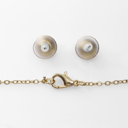 Set 2 objects: earrings, pendant "drops" quartet, color of white-sea in gold, 48 cm-2