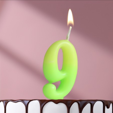 Candle for the cake number "Luminescent", 5.5 cm, number "9"