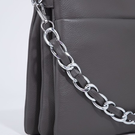 Bag Cross-Bodi with a zipper, gray color-3