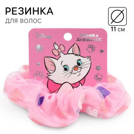 Hair elastic band "hearts", pink, 11 cm, cats aristocrats