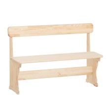 A wooden bench of needles with a back, 130 x 31 cm, for a bath and cottage, a load up to 120 kg