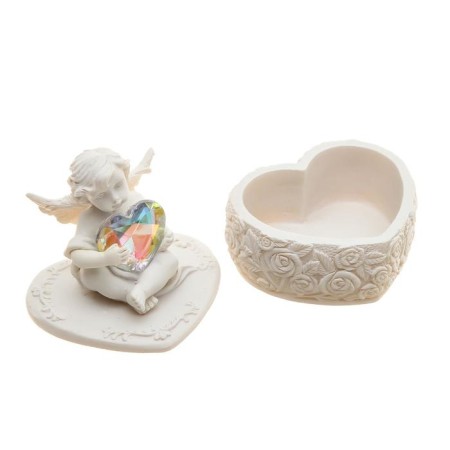 Souvenir Polystone Casket "Snowthrough Angel with an overflowing heart" 8x6.5x5.4 cm-6