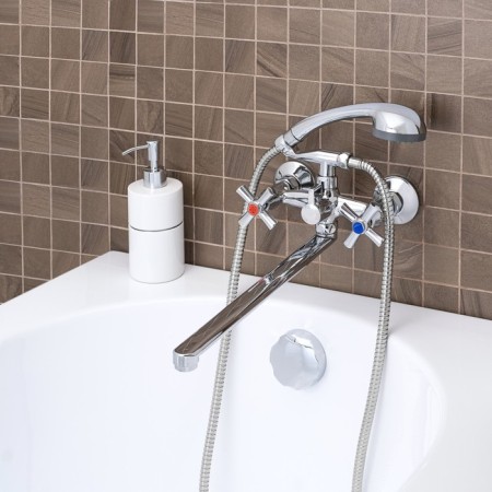 Bath mixer "RMS" SL138-140P, pour 350 mm, shower set, zinc, chromium-1