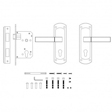 Soldering cylinder castle, with a latch, with a Kit P90 4585/3 handle, matte nickel color, chrome-1