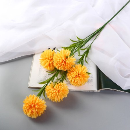 Artificial flowers "chrysanthemum pompom" d-6 cm 80 cm, yellow