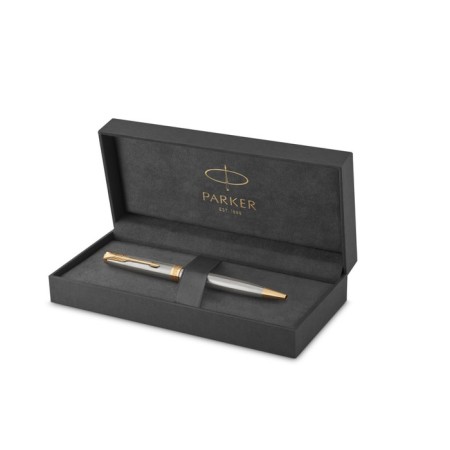 Ballpoint pen Parker Sonnet Core Stainess Steel GT M, silver matte/ gold, black ink (1931507)-1