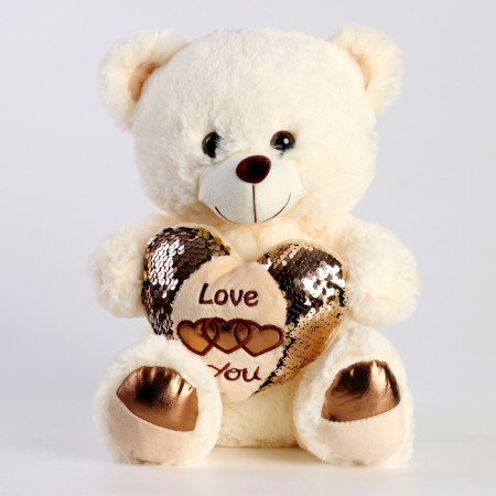 Soft toy "Bear" with heart, 30 cm, light color