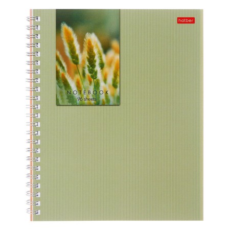 A notebook of 96 sheets in a cage on the crest "Touching nature", cover coated cardboard, matte lamination, block 65 g/m2, mix-3