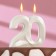 Candle in the cake jubilee "line", number "20", pearl, 6.5 cm