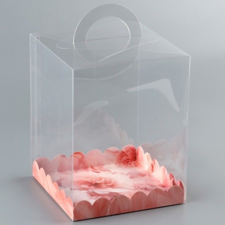 Confectionery box, chest, packaging, “delicate flowers”, 14 x 14 x 18 cm-1